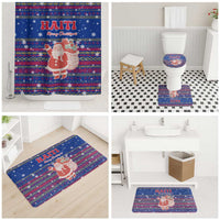 Haiti Christmas Bathroom Set with Blue Red Xmas Santa Snowflake and Map - Wonder Print Shop