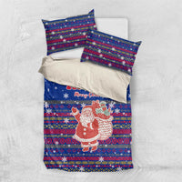 Haiti Christmas Bedding Set with Blue Red Xmas Santa Snowflake and Map - Wonder Print Shop