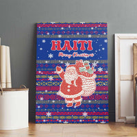Haiti Christmas Canvas Wall Art with Blue Red Xmas Santa Snowflake and Map - Wonder Print Shop