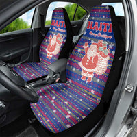 Haiti Christmas Car Seat Cover with Blue Red Xmas Santa Snowflake and Map - Wonder Print Shop
