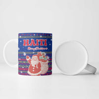 Haiti Christmas Ceramic Mug with Blue Red Xmas Santa Snowflake and Map - Wonder Print Shop