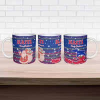 Haiti Christmas Ceramic Mug with Blue Red Xmas Santa Snowflake and Map - Wonder Print Shop