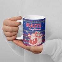 Haiti Christmas Ceramic Mug with Blue Red Xmas Santa Snowflake and Map - Wonder Print Shop