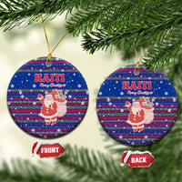 Haiti Christmas Ceramic Ornament with Blue Red Xmas Santa Snowflake and Map - Wonder Print Shop