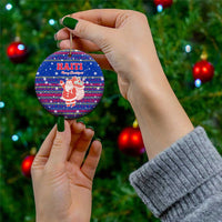 Haiti Christmas Ceramic Ornament with Blue Red Xmas Santa Snowflake and Map - Wonder Print Shop
