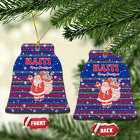 Haiti Christmas Ceramic Ornament with Blue Red Xmas Santa Snowflake and Map - Wonder Print Shop