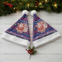 Haiti Christmas Santa Hat with Blue Red Xmas Santa Snowflake and Map - Wonder Print Shop