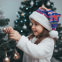 Haiti Christmas Santa Hat with Blue Red Xmas Santa Snowflake and Map - Wonder Print Shop