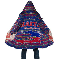 Haiti Christmas Cloak with Blue Red Xmas Santa Snowflake and Map - Wonder Print Shop