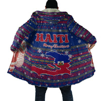 Haiti Christmas Cloak with Blue Red Xmas Santa Snowflake and Map - Wonder Print Shop