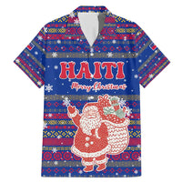 Haiti Christmas Family Matching Mermaid Dress and Hawaiian Shirt with Blue Red Xmas Santa Snowflake and Map - Wonder Print Shop