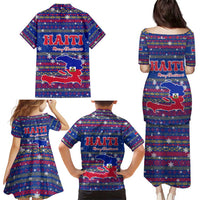 Haiti Christmas Family Matching Puletasi and Hawaiian Shirt with Blue Red Xmas Santa Snowflake and Map - Wonder Print Shop