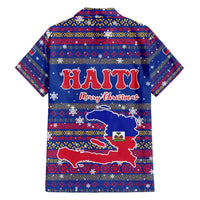 Haiti Christmas Family Matching Puletasi and Hawaiian Shirt with Blue Red Xmas Santa Snowflake and Map - Wonder Print Shop