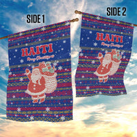 Haiti Christmas Garden Flag with Blue Red Xmas Santa Snowflake and Map - Wonder Print Shop