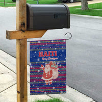 Haiti Christmas Garden Flag with Blue Red Xmas Santa Snowflake and Map - Wonder Print Shop