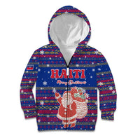 Haiti Christmas Kid Hoodie with Blue Red Xmas Santa Snowflake and Map - Wonder Print Shop