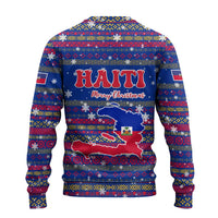 Haiti Christmas Ugly Christmas Sweater with Blue Red Xmas Santa Snowflake and Map - Wonder Print Shop