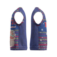 Haiti Christmas Knitted V-Neck Vest with Blue Red Xmas Santa Snowflake and Map - Wonder Print Shop