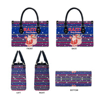 Haiti Christmas Leather Bag with Blue Red Xmas Santa Snowflake and Map - Wonder Print Shop