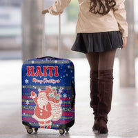 Haiti Christmas Luggage Cover with Blue Red Xmas Santa Snowflake and Map - Wonder Print Shop