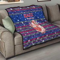 Haiti Christmas Quilt with Blue Red Xmas Santa Snowflake and Map - Wonder Print Shop