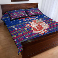 Haiti Christmas Quilt Bed Set with Blue Red Xmas Santa Snowflake and Map - Wonder Print Shop