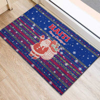 Haiti Christmas Rubber Doormat with Blue Red Xmas Santa Snowflake and Map - Wonder Print Shop