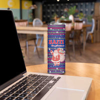 Haiti Christmas Skinny Tumbler with Blue Red Xmas Santa Snowflake and Map - Wonder Print Shop