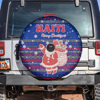 Haiti Christmas Spare Tire Cover with Blue Red Xmas Santa Snowflake and Map - Wonder Print Shop