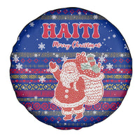 Haiti Christmas Spare Tire Cover with Blue Red Xmas Santa Snowflake and Map - Wonder Print Shop