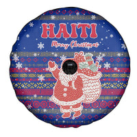 Haiti Christmas Spare Tire Cover with Blue Red Xmas Santa Snowflake and Map - Wonder Print Shop