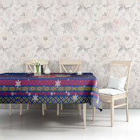 Haiti Christmas Tablecloth with Blue Red Xmas Santa Snowflake and Map - Wonder Print Shop