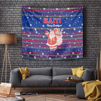 Haiti Christmas Tapestry with Blue Red Xmas Santa Snowflake and Map - Wonder Print Shop