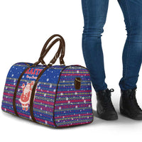 Haiti Christmas Travel Bag with Blue Red Xmas Santa Snowflake and Map - Wonder Print Shop