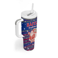 Haiti Christmas Tumbler With Handle with Blue Red Xmas Santa Snowflake and Map - Wonder Print Shop
