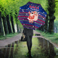 Haiti Christmas Umbrella with Blue Red Xmas Santa Snowflake and Map - Wonder Print Shop