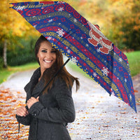 Haiti Christmas Umbrella with Blue Red Xmas Santa Snowflake and Map - Wonder Print Shop