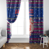 Haiti Christmas Window Curtain with Blue Red Xmas Santa Snowflake and Map - Wonder Print Shop