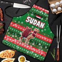 Sudan Christmas Apron with Green Red Xmas Camel Snowflake and Coat of Arms - Wonder Print Shop
