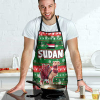 Sudan Christmas Apron with Green Red Xmas Camel Snowflake and Coat of Arms - Wonder Print Shop