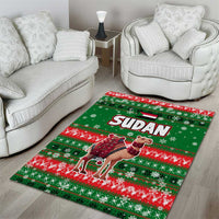 Sudan Christmas Area Rug with Green Red Xmas Camel Snowflake and Coat of Arms - Wonder Print Shop