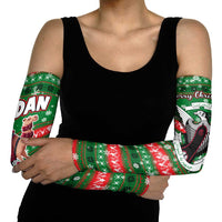 Sudan Christmas Arm Sleeves with Green Red Xmas Camel Snowflake and Coat of Arms - Wonder Print Shop