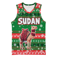Sudan Christmas Basketball Jersey with Green Red Xmas Camel Snowflake and Coat of Arms - Wonder Print Shop
