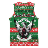 Sudan Christmas Basketball Jersey with Green Red Xmas Camel Snowflake and Coat of Arms - Wonder Print Shop