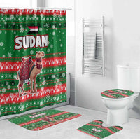 Sudan Christmas Bathroom Set with Green Red Xmas Camel Snowflake and Coat of Arms - Wonder Print Shop