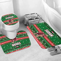 Sudan Christmas Bathroom Set with Green Red Xmas Camel Snowflake and Coat of Arms - Wonder Print Shop