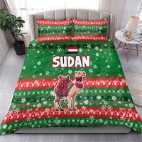 Sudan Christmas Bedding Set with Green Red Xmas Camel Snowflake and Coat of Arms - Wonder Print Shop
