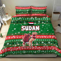Sudan Christmas Bedding Set with Green Red Xmas Camel Snowflake and Coat of Arms - Wonder Print Shop