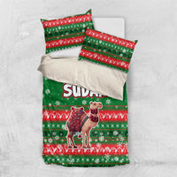 Sudan Christmas Bedding Set with Green Red Xmas Camel Snowflake and Coat of Arms - Wonder Print Shop