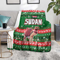 Sudan Christmas Blanket with Green Red Xmas Camel Snowflake and Coat of Arms - Wonder Print Shop